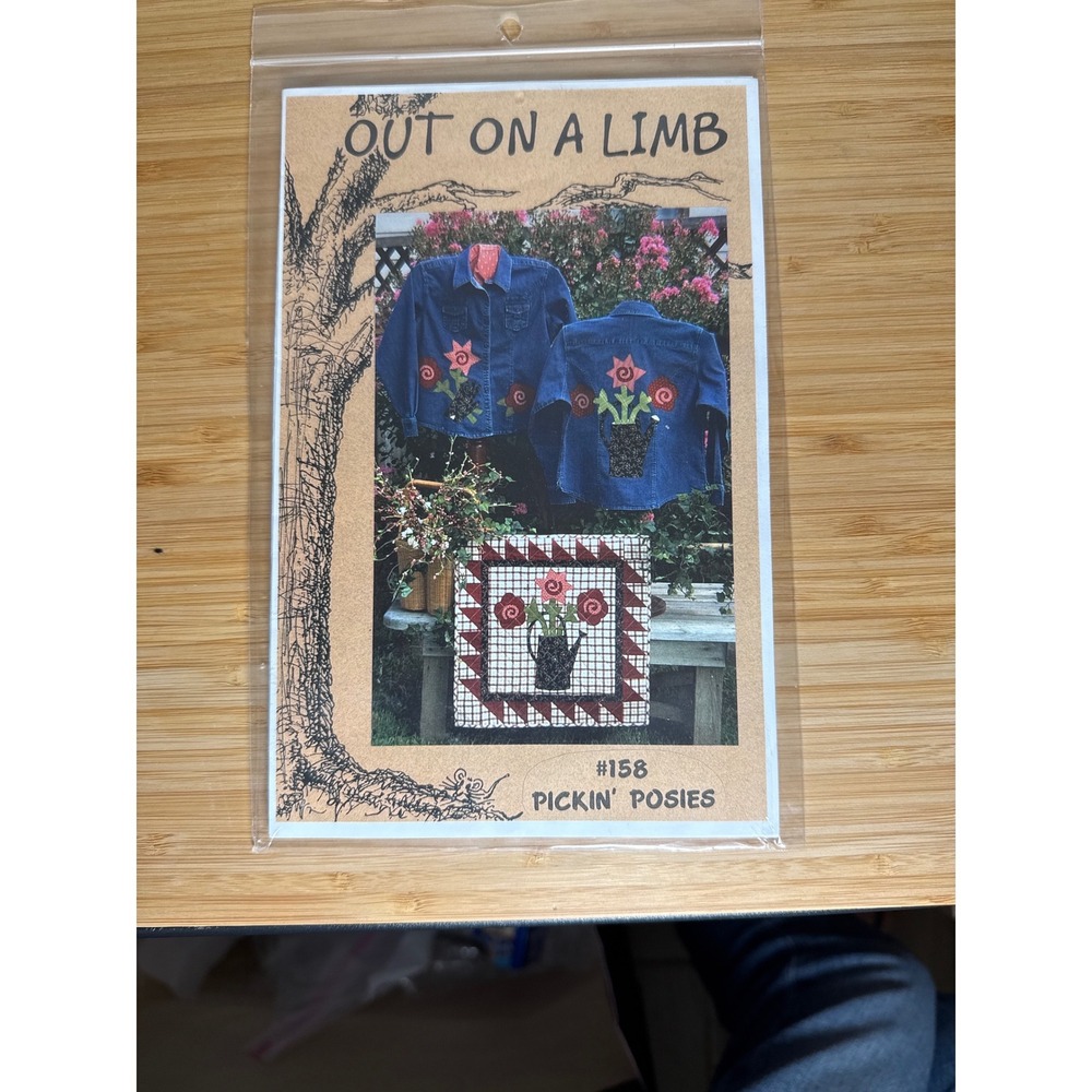 Out On A Limb‎ Pickin Posies Sewing Pattern OS Brown Floral Applique Quilt 158
